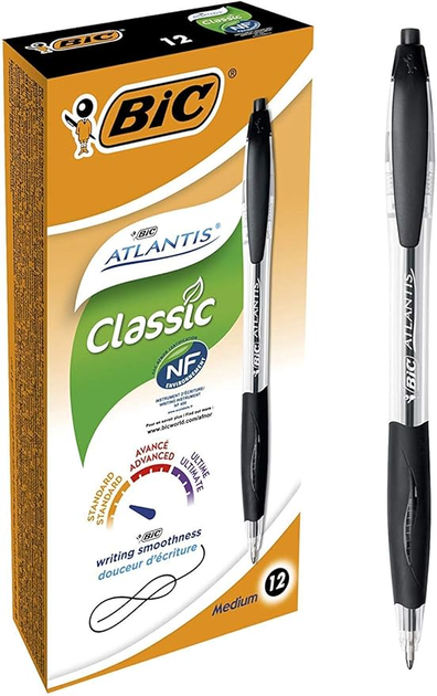 Набір ручок BIC Atlantis Classic Medium 1.0 мм 12 шт Black (0070330136717) - зображення 2