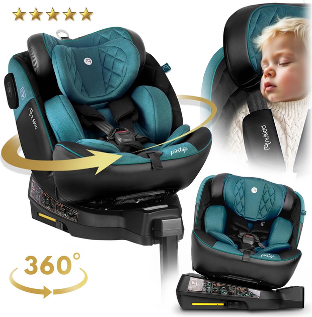 Fotelik samochodowy Nukido Prestige Line 0-36 kg ISOFIX Czarno-niebieski (5903890626648) - obraz 4