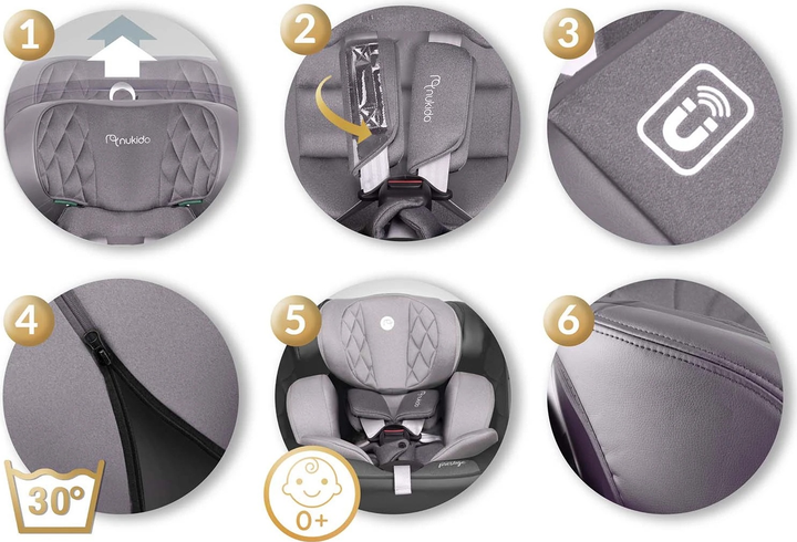Fotelik samochodowy Nukido Prestige Line 0-36 kg ISOFIX Szary (5903890626679) - obraz 10
