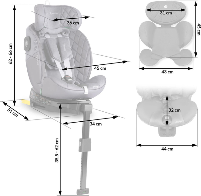 Fotelik samochodowy Nukido Prestige Line 0-36 kg ISOFIX Szary (5903890626679) - obraz 11