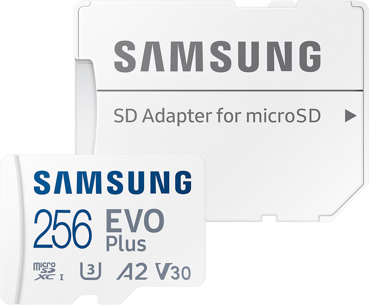 Карта пам'яті Samsung Evo Plus microSDXC 256GB UHS-I U3 V30 + SD