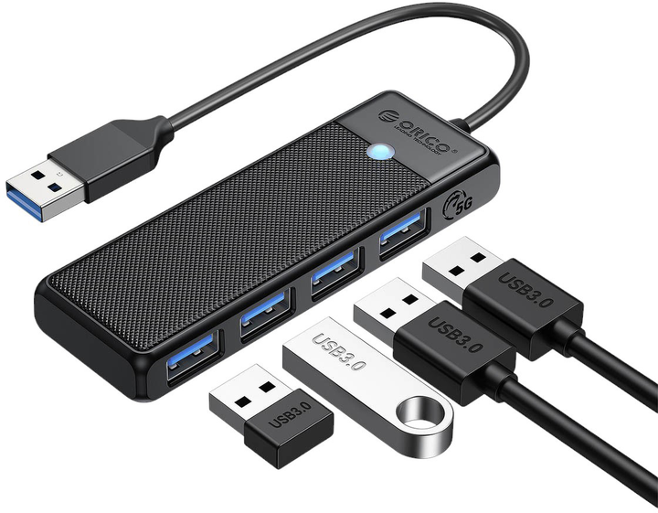 Hub USB Orico 4 x USB-A 3.0 5Gbps (PAPW4A-U3-015-BK-BP) - obraz 2