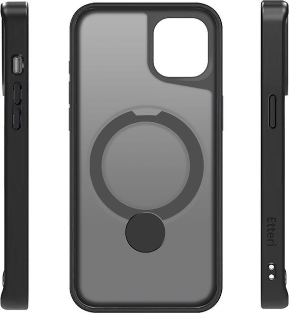 Etui plecki Etteri Matt Mag Ring do Apple iPhone 14 6.1 Black (GSM190643) - obraz 4