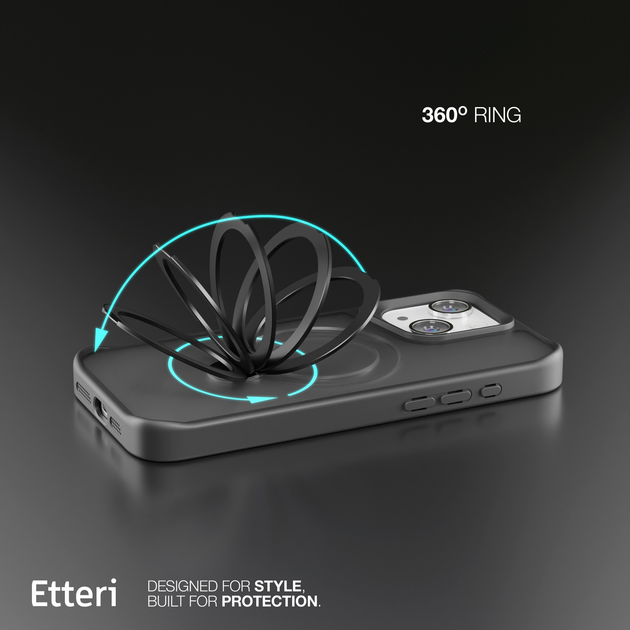 Etui plecki Etteri Matt Mag Ring do Apple iPhone 14 6.1 Black (GSM190643) - obraz 10