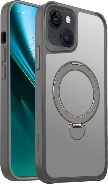 Etui plecki Etteri Matt Mag Ring do Apple iPhone 14 6.1 Grey (5906961960122) - obraz 1