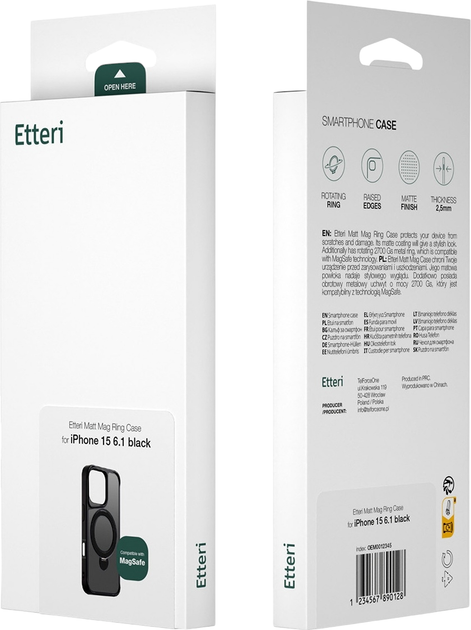Etui plecki Etteri Matt Mag Ring do Apple iPhone 14 Pro 6.1 Black (GSM190644) - obraz 5