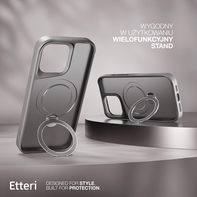 Etui plecki Etteri Matt Mag Ring do Apple iPhone 14 Pro 6.1 Grey (GSM190633) - obraz 6