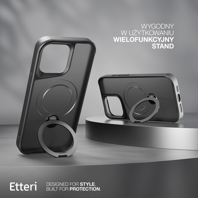 Etui plecki Etteri Matt Mag Ring do Apple iPhone 15 Pro 6.1 Black (GSM190646) - obraz 6