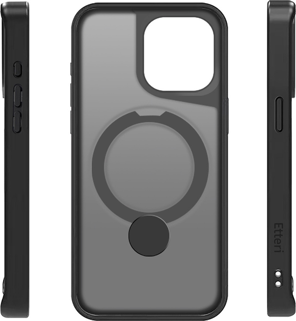 Etui plecki Etteri Matt Mag Ring do Apple iPhone 15 Pro Max 6.7 Black (GSM190647) - obraz 4