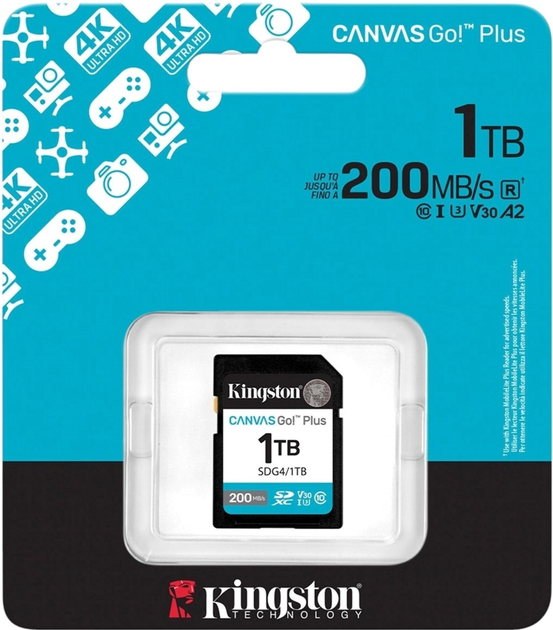 Karta pamięci Kingston SDXC 1TB Canvas Go! Plus G4 Class 10 UHS-I U3 V30 (SDG4/1TB) - obraz 3