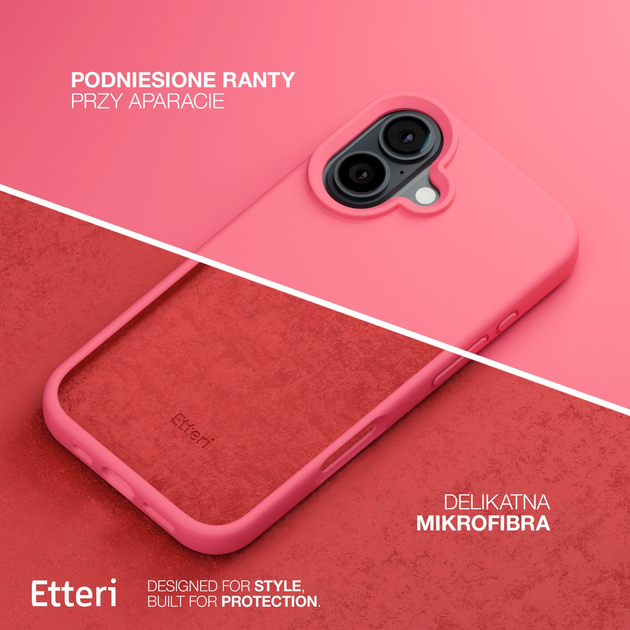 Панель Etteri Silicone Case do Apple iPhone 16 6.1 Raspberry (GSM187058) - зображення 5