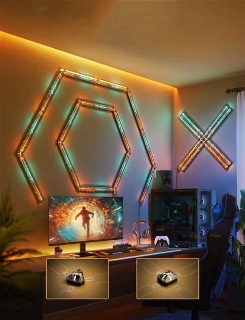 Zestaw lamp ściennych Govee H6063 Gaming Wall light Evangelion, 4 szt., RGBIC, WI-FI/Bluetooth Violet (H6063312) - obraz 4