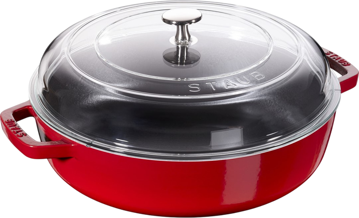 Patelnia Staub żeliwna z pokrywką czerwona 24 cm (3272340031854) - obraz 1