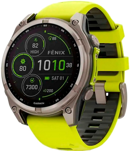Smartwatch Garmin fenix 8 47mm Solar Sapphire Titanium with Amp Yellow and Graphite Silicone Band (010-02906-21) - obraz 1
