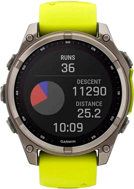 Smartwatch Garmin fenix 8 47mm Solar Sapphire Titanium with Amp Yellow and Graphite Silicone Band (010-02906-21) - obraz 7