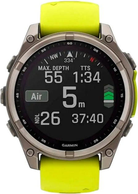 Smartwatch Garmin fenix 8 47mm Solar Sapphire Titanium with Amp Yellow and Graphite Silicone Band (010-02906-21) - obraz 9