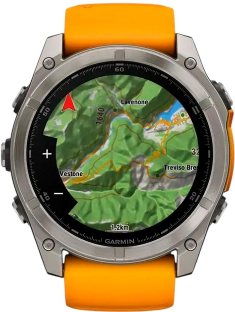Smartwatch Garmin fenix 8 51mm AMOLED Sapphire Titanium with Spark Orange and Graphite Silicone Band (010-02905-11) - obraz 6