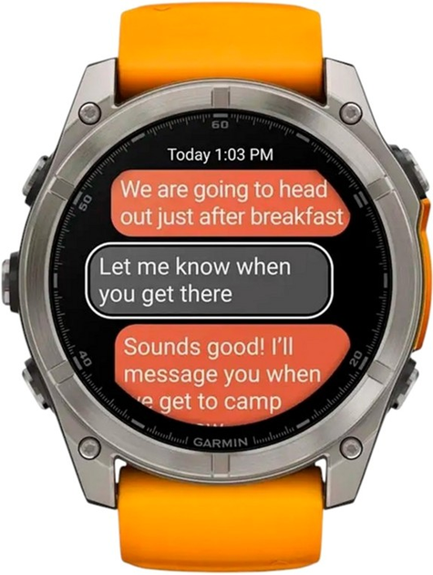 Smartwatch Garmin fenix 8 51mm AMOLED Sapphire Titanium with Spark Orange and Graphite Silicone Band (010-02905-11) - obraz 8