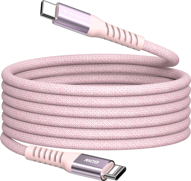 Кабель Verbatim Sync & Charge Magnetic 60W USB-C - USB-C 1.2 м Pink (0023942318538) - зображення 1