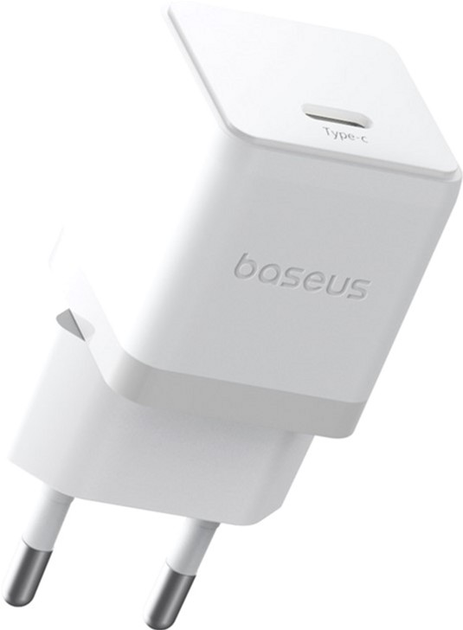 Ładowarka sieciowa Baseus Palm Fast Charger 1C 20W EU with Baseus Mini White Cable USB-C to USB-C 60W (20V/3A) 1 m Moon White (P10111602213-01) - obraz 4