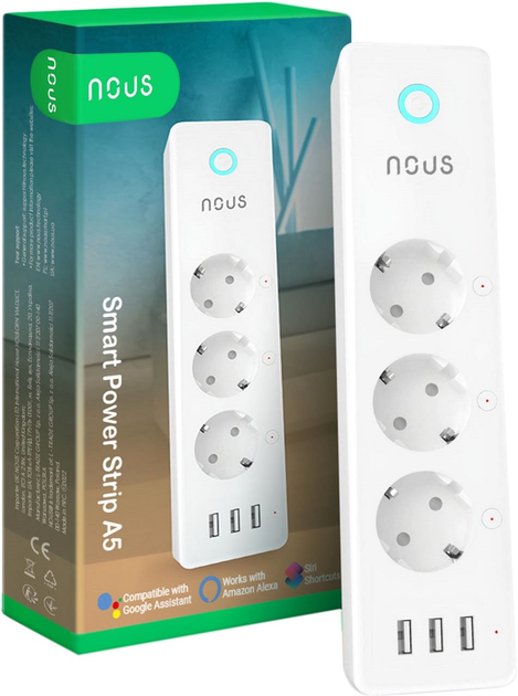 Inteligentny przedłużacz Nous Wi-Fi A5 TUYA White (NOUS-A5) - obraz 1