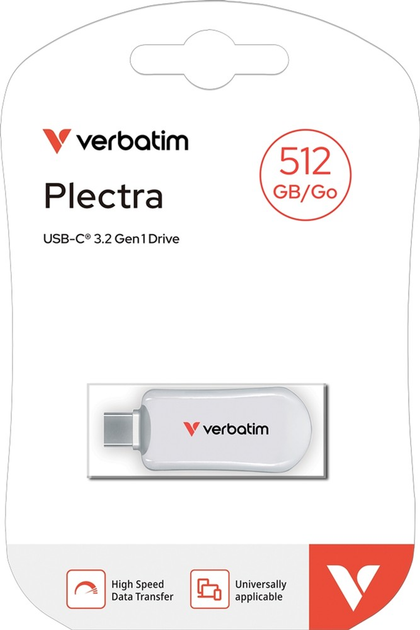 Pendrive Verbatim Plectra 512GB USB Type-C White (0023942302315) - obraz 4