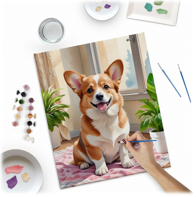 Malowanie po numerach Massido Piesek Corgi 40x50 cm (5903890623821) - obraz 2