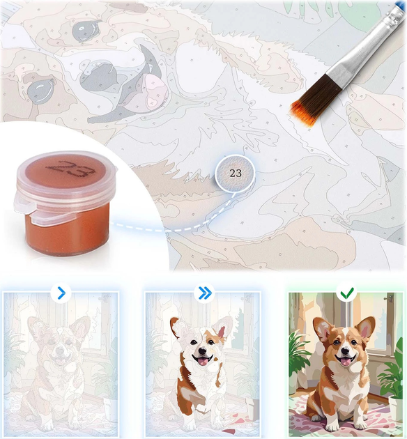 Malowanie po numerach Massido Piesek Corgi 40x50 cm (5903890623821) - obraz 4