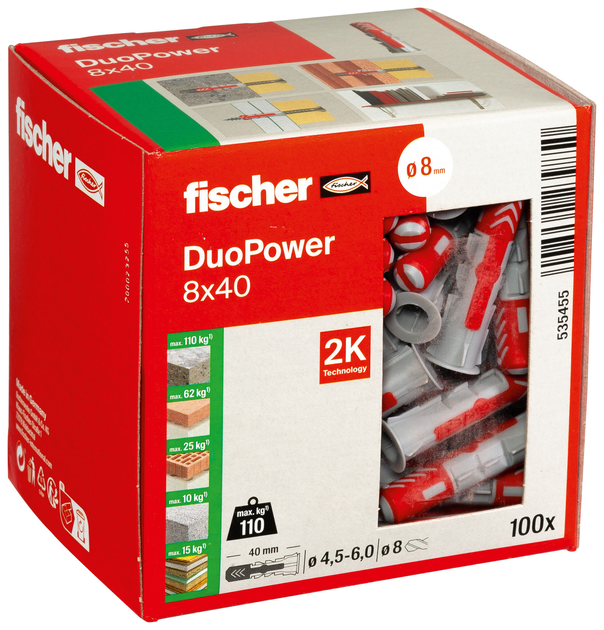 Дюбель Fischer DuoPower 8 х 40 мм 100 шт. (535455_Fischer) - зображення 2