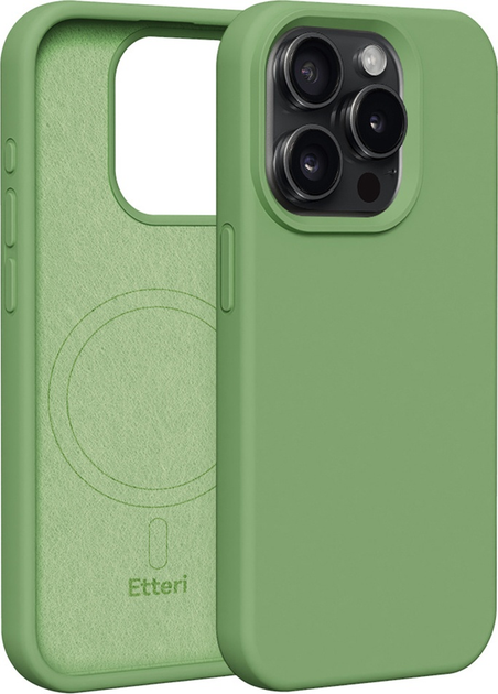 Etui plecki Etteri Silicone Mag do Apple iPhone 15 Pro 6.1 Light green (GSM185973) - obraz 1