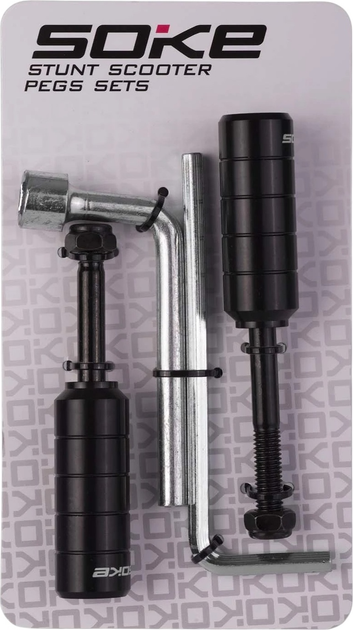 Пеги для самокату Soke 2 x P1 + ключі Чорні (5908220471530) - зображення 1
