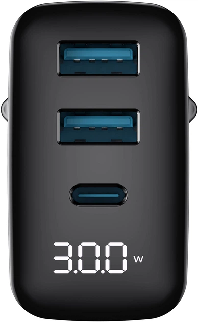 Ładowarka sieciowa Havit UCLE001 GaN 30W 2xUSB-A+USB-C (HV-UCLE001-BK) - obraz 3