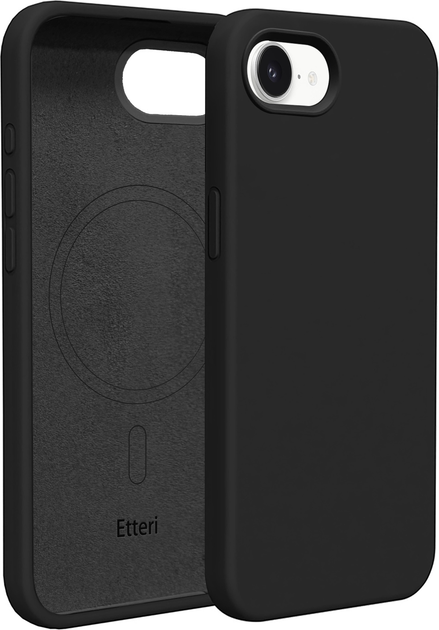 Etui plecki Etteri Silicone Mag do Apple iPhone 16e Black (GSM192080) - obraz 1
