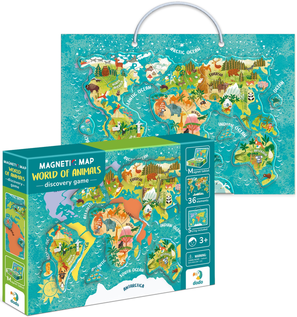 Магнітна мапа світу DoDo Тварини (4823115908681) - зображення 2