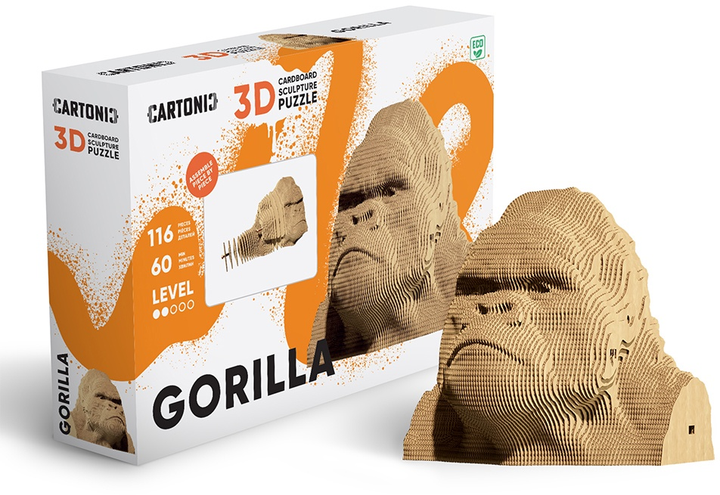 3D пазл-конструктор Cartonic 3D Puzzle Gorilla Горила Картонний (4820191132832) - зображення 8