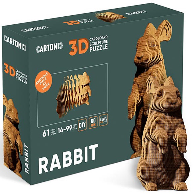 3D пазл-конструктор Cartonic 3D Puzzle Rabbit Кролик Картонний (4820191133242) - зображення 2
