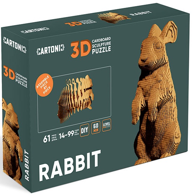 3D пазл-конструктор Cartonic 3D Puzzle Rabbit Кролик Картонний (4820191133242) - зображення 7