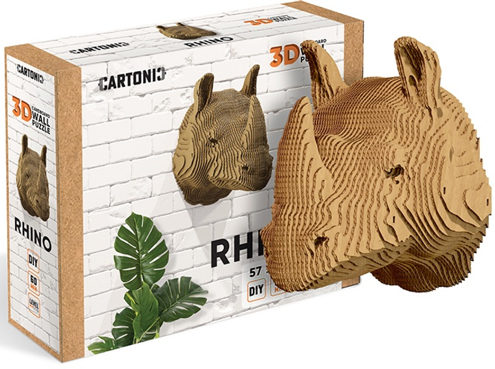 3D пазл-конструктор настінний Cartonic 3D Puzzle Rhino Картонний (4820191133686) - зображення 2