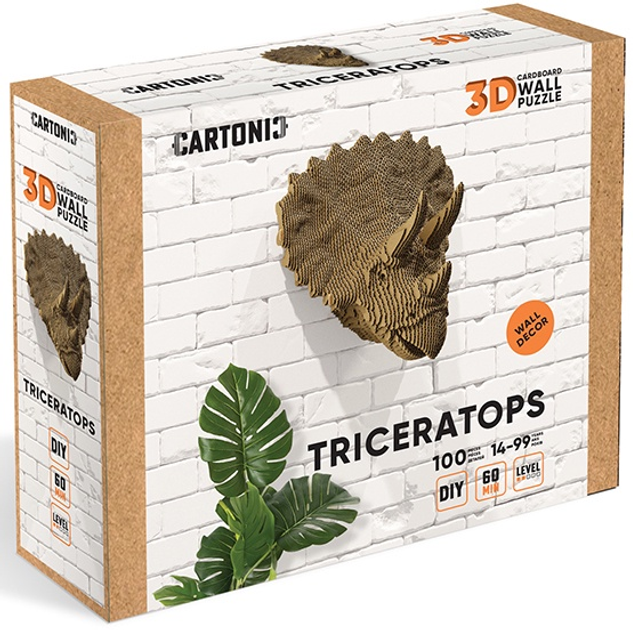 3D пазл-конструктор настінний Cartonic 3D Puzzle Triceratops Картонний (4820191133761) - зображення 5
