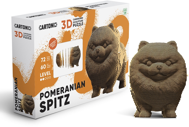 3D пазл-конструктор Cartonic 3D Puzzle Pomeranian spitz Померанський шпіц Картонний (4820191133914) - зображення 11