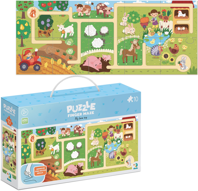 Puzzle-labirynt DoDo Moja wędrówka po farmie 10 elementów (4820198240691) - obraz 2
