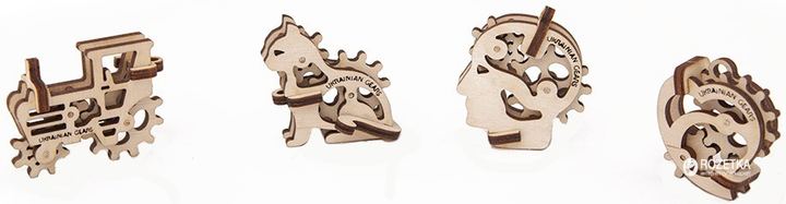 Mechaniczny puzzle 3D Ukrainian Gears Trybiki zestaw 4 szt. (70029) (4820184120587) - obraz 3