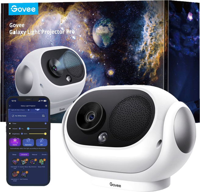 Projektor gwiazd Govee H6092 Galaxy Star Projector, RGB, WI-FI/Bluetooth Biały (6974316997702) - obraz 1