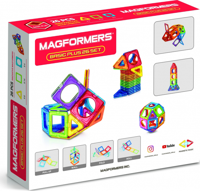 Конструктор магнітний Magformers Базовий плюс 26 деталей (715014) (8809465534578) - зображення 2