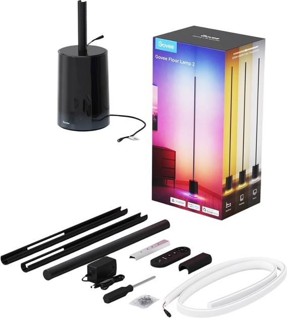 Inteligentna lampa stojąca Govee H607C Floor Lamp 2, 1725Lm, RGBICWW, WI-FI/Bluetooth Czarna (6974316999898) - obraz 2