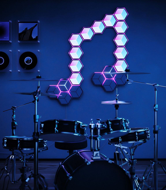 Набір настінних світильників Govee H606A Glide Hexagon Light, 7, RGBIC, WI-FI/Bluetooth Білий (6974316998662) - зображення 6