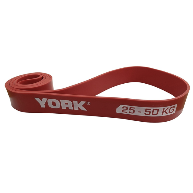 Резинка для фітнесу York 25-50кг - 2080x45x4,5 мм, червоний - зображення 2