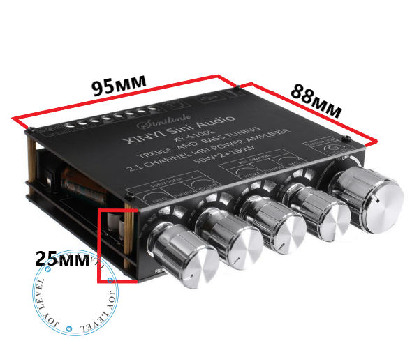 Підсилювач звуку 2.1 канал Sinilink XY-S100L 50x2 Ват плюс 100 Ват вихід на сабвуфер D-клас - підтримка Bluetooth AUX USB Колір Чорний - зображення 7