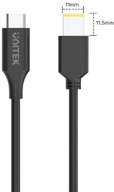 Кабель Unitek USB-C - DC Jack 11 x 4.5 мм для Lenovo 65W 1.8 м Black (C14115BK-1.8M) - зображення 3