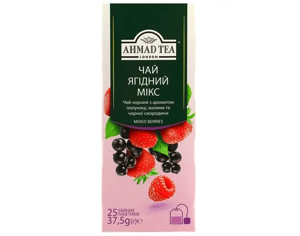 Чай Ахмад в пакетиках чёрный Ягодный микс 25 х 2 г - Фото 1 Чай Ахмад в пакетиках чёрный Ягодный микс 25 х 2 г - изображение 1